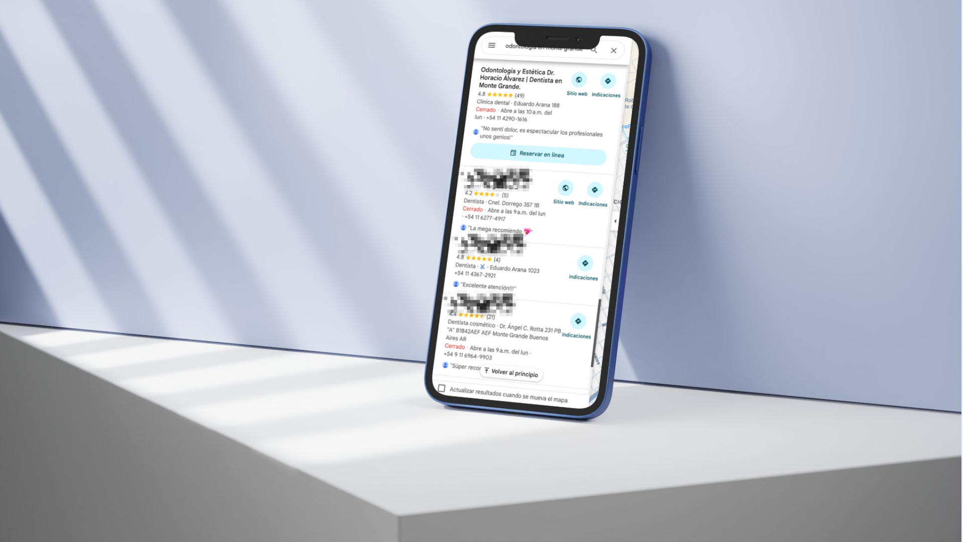 Clínica Odontología y Estética del Dr. Álvarez posicionada en los primeros resultados de Google para búsquedas locales en Monte Grande.
